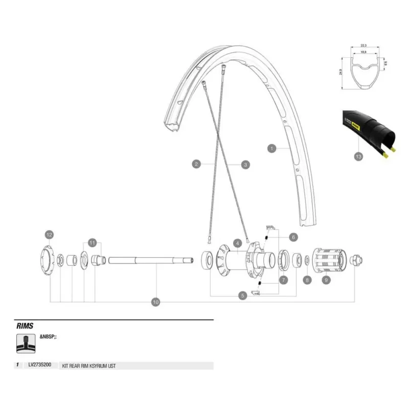 Mavic Ksyrium UST Hinterradfelge - 700 - 28´´ 20H Neu Im Sortiment